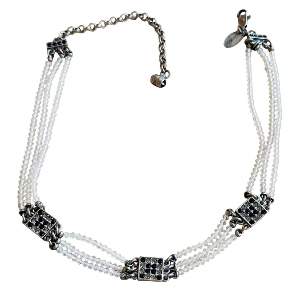 Tommassini Necklace VTG‎ Jeweled multi choker Crystal Rhinestone jeweled Y2K 16"